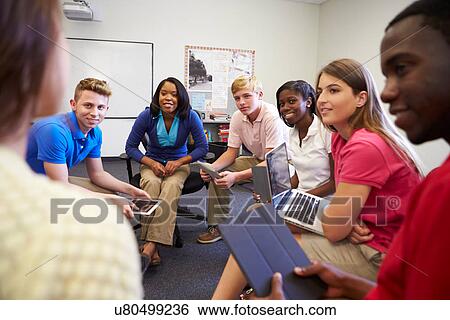 High School Students Taking Part In Group Discussion View Large Photo Image Stock Photograph - High School Students Taking Part In Group Discussion. Fotosearch