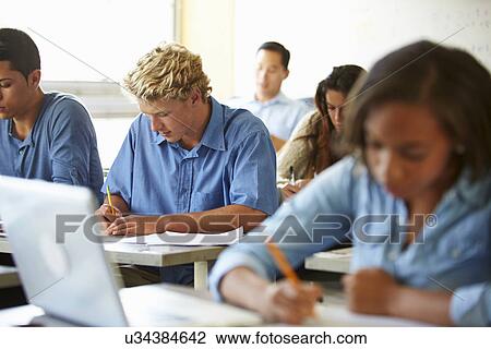 High School Students Taking Test In Classroom View Large Photo Image Stock Image - High School Students Taking Test In Classroom. Fotosearch