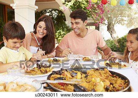 Hispanic Family Enjoying Outdoor Meal At Home Together View Large Photo Image Stock Image - Hispanic Family Enjoying Outdoor Meal At Home Together. Fotosearch