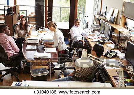 Interior Of Busy Architect's Office With Staff Working View Large Photo Image Stock Photograph - Interior Of Busy Architect's Office With Staff Working. Fotosearch