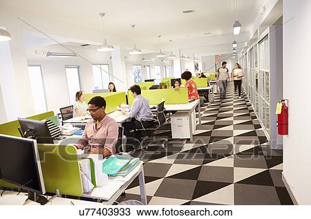 Interior Of Busy Modern Design Office View Large Photo Image Stock Image - Interior Of Busy Modern Design Office. Fotosearch