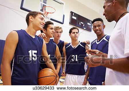 Male High School Basketball Team Having Team Talk With Coach View Large Photo Image Stock Image - Male High School Basketball Team Having Team Talk With Coach. Fotosearch