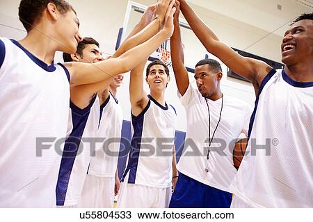 Male High School Basketball Team Having Team Talk With Coach View Large Photo Image Stock Image - Male High School Basketball Team Having Team Talk With Coach. Fotosearch