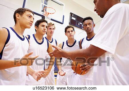 Male High School Basketball Team Having Team Talk With Coach View Large Photo Image Stock Photograph - Male High School Basketball Team Having Team Talk With Coach. Fotosearch