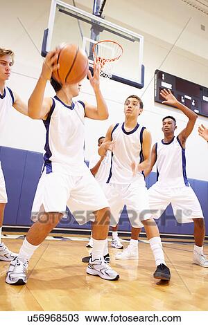 Male High School Basketball Team Playing Game View Large Photo Image Stock Image - Male High School Basketball Team Playing Game. Fotosearch