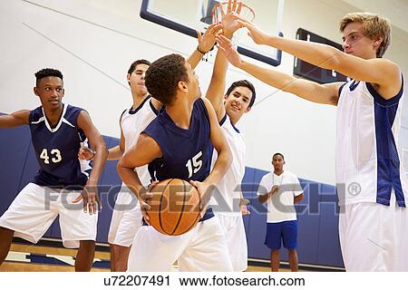 Male High School Basketball Team Playing Game View Large Photo Image Stock Image - Male High School Basketball Team Playing Game. Fotosearch