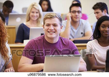 Male University Student Using Laptop In Lecture View Large Photo Image Stock Photograph - Male University Student Using Laptop In Lecture. Fotosearch