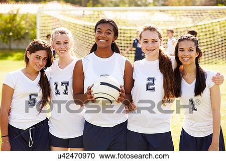 Members Of Female High School Soccer Team View Large Photo Image Stock Image - Members Of Female High School Soccer Team. Fotosearch
