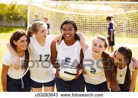 Members Of Female High School Soccer Team View Large Photo Image Stock Image - Members Of Female High School Soccer Team. Fotosearch