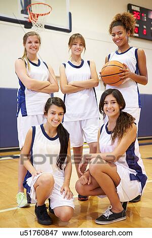 Stock Photo - Members Of Female High School Basketball Team. Fotosearch