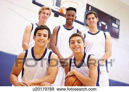 Stock Photo - Members Of Male High School Basketball Team. Fotosearch