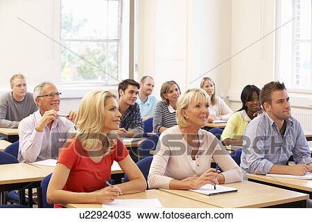 Stock Photography - Mixed group of students in class. Fotosearch