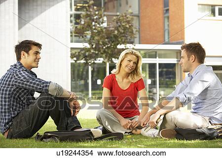 Mixed group of students outside college View Large Photo Image Picture - Mixed group of students outside college. Fotosearch