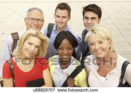 Stock Photo - Mixed group of students outside college. Fotosearch