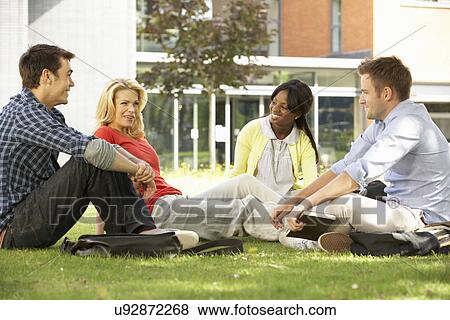 Stock Photo - Mixed group of students outside college. Fotosearch