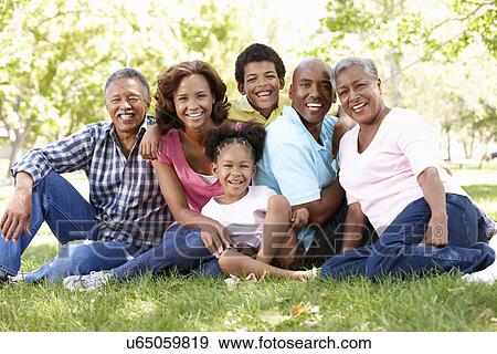 Stock Photo - Multi-generation family in park. Fotosearch