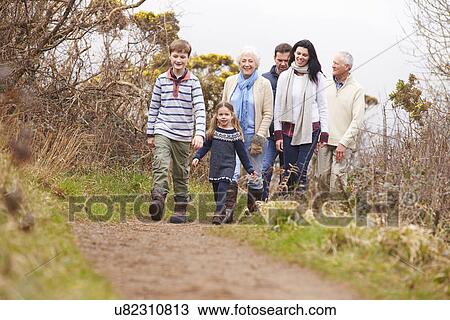 Multi Generation Family On Countryside Walk View Large Photo Image Stock Image - Multi Generation Family On Countryside Walk. Fotosearch