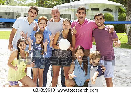 Multi Generation Family Playing Volleyball In Garden View Large Photo Image Stock Image - Multi Generation Family Playing Volleyball In Garden. Fotosearch