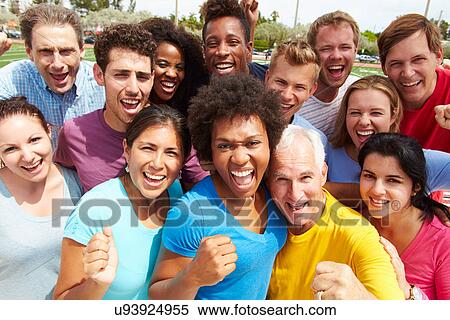Stock Photography - Outdoor Portrait Of Multi-Ethnic Crowd. Fotosearch