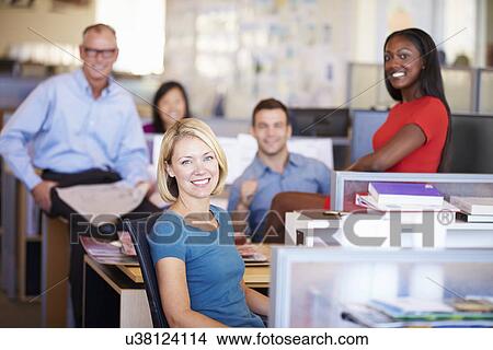 Picture - Portrait Of Businesspeople In Modern Open Plan Office. Fotosearch