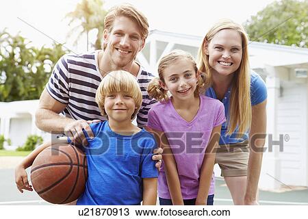 Portrait Of Family Playing Basketball Together View Large Photo Image Stock Image - Portrait Of Family Playing Basketball Together. Fotosearch