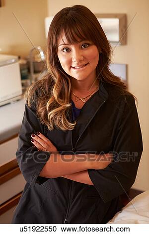 Portrait Of Female Beautician In Clinic View Large Photo Image Stock Image - Portrait Of Female Beautician In Clinic. Fotosearch