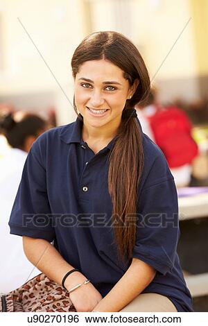 Portrait Of Female High School Student Wearing Uniform View Large Photo Image Stock Photograph - Portrait Of Female High School Student Wearing Uniform. Fotosearch