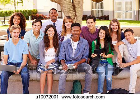 Portrait Of High School Students With Teacher On Campus View Large Photo Image Stock Image - Portrait Of High School Students With Teacher On Campus. Fotosearch