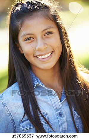 Portrait Of Hispanic Girl In Countryside View Large Photo Image Stock Photo - Portrait Of Hispanic Girl In Countryside. Fotosearch