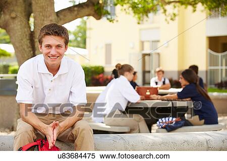 Portrait Of Male High School Student Wearing Uniform View Large Photo Image Stock Photography - Portrait Of Male High School Student Wearing Uniform. Fotosearch