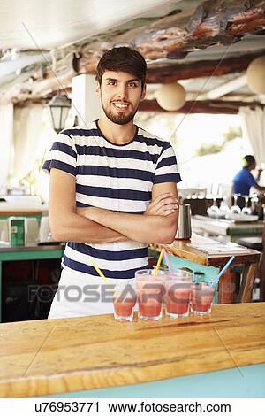 Portrait Of Man In Restaurant Making Fruit Smoothies View Large Photo Image Stock Image - Portrait Of Man In Restaurant Making Fruit Smoothies. Fotosearch