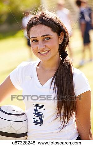 Portrait Of Player In Female High School Soccer Team View Large Photo Image Stock Photography - Portrait Of Player In Female High School Soccer Team. Fotosearch