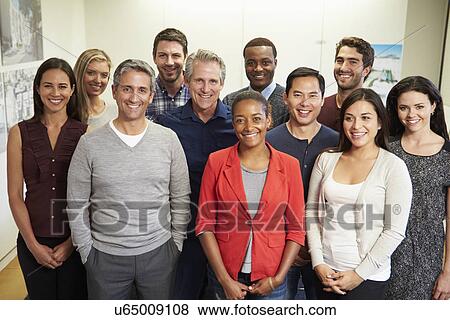 Portrait Of Staff In Modern Multi-Ethnic Office View Large Photo Image Stock Photo - Portrait Of Staff In Modern Multi-Ethnic Office. Fotosearch