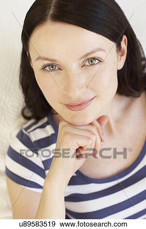 Portrait woman indoors View Large Photo Image Stock Photo - Portrait woman indoors. Fotosearch