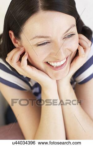 Portrait woman indoors View Large Photo Image Stock Photograph - Portrait woman indoors. Fotosearch