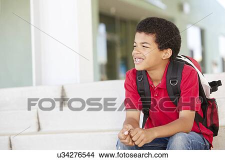 Pre teen boy at school View Large Photo Image Picture - Pre teen boy at school. Fotosearch