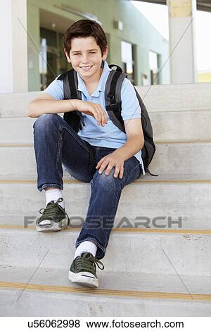 Pre teen boy at school View Large Photo Image Stock Photo - Pre teen boy at school. Fotosearch