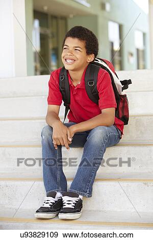Pre teen boy at school View Large Photo Image Stock Photo - Pre teen boy at school. Fotosearch
