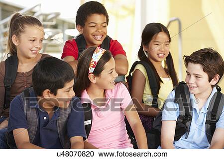Stock Image - Pre teen children in school. Fotosearch