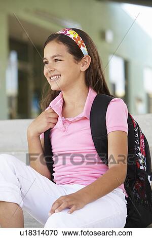 Pre teen girl at school View Large Photo Image Stock Image - Pre teen girl at school. Fotosearch