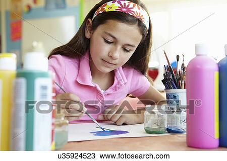 Pre teen girl in art class View Large Photo Image Stock Image - Pre teen girl in art class. Fotosearch