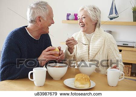 Senior Couple Having Bowl Of Soup For Lunch View Large Photo Image Stock Photo - Senior Couple Having Bowl Of Soup For Lunch. Fotosearch