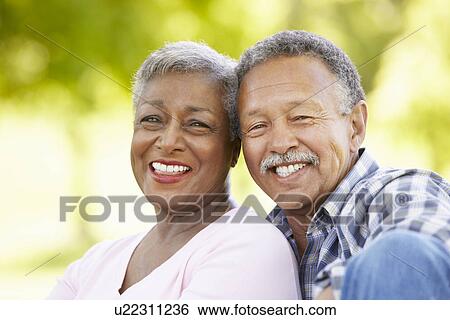 Stock Photograph - Senior couple portrait outdoors. Fotosearch