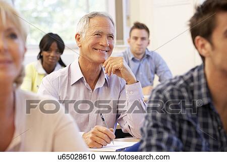 Senior student in class View Large Photo Image Stock Image - Senior student in class. Fotosearch