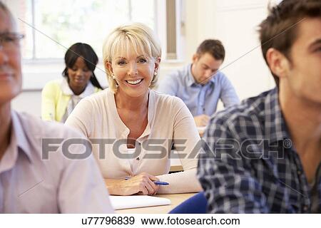 Stock Photo - Senior student in class. Fotosearch