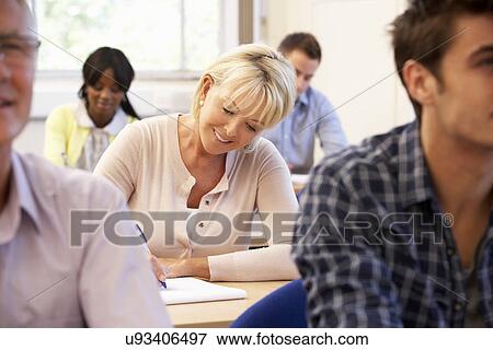 Stock Photo - Senior student in class. Fotosearch