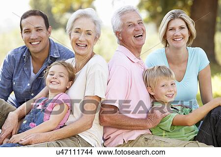 Picture - Three generation family in the country. Fotosearch