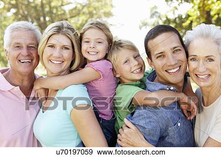 Stock Photo - Three generation family in the country. Fotosearch
