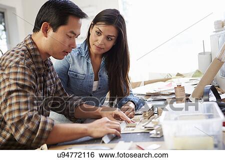 Two Architects Making Models In Office Together View Large Photo Image Stock Photograph - Two Architects Making Models In Office Together. Fotosearch