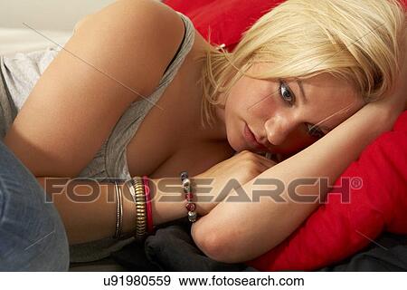 Stock Photo - Unhappy teenage girl. Fotosearch